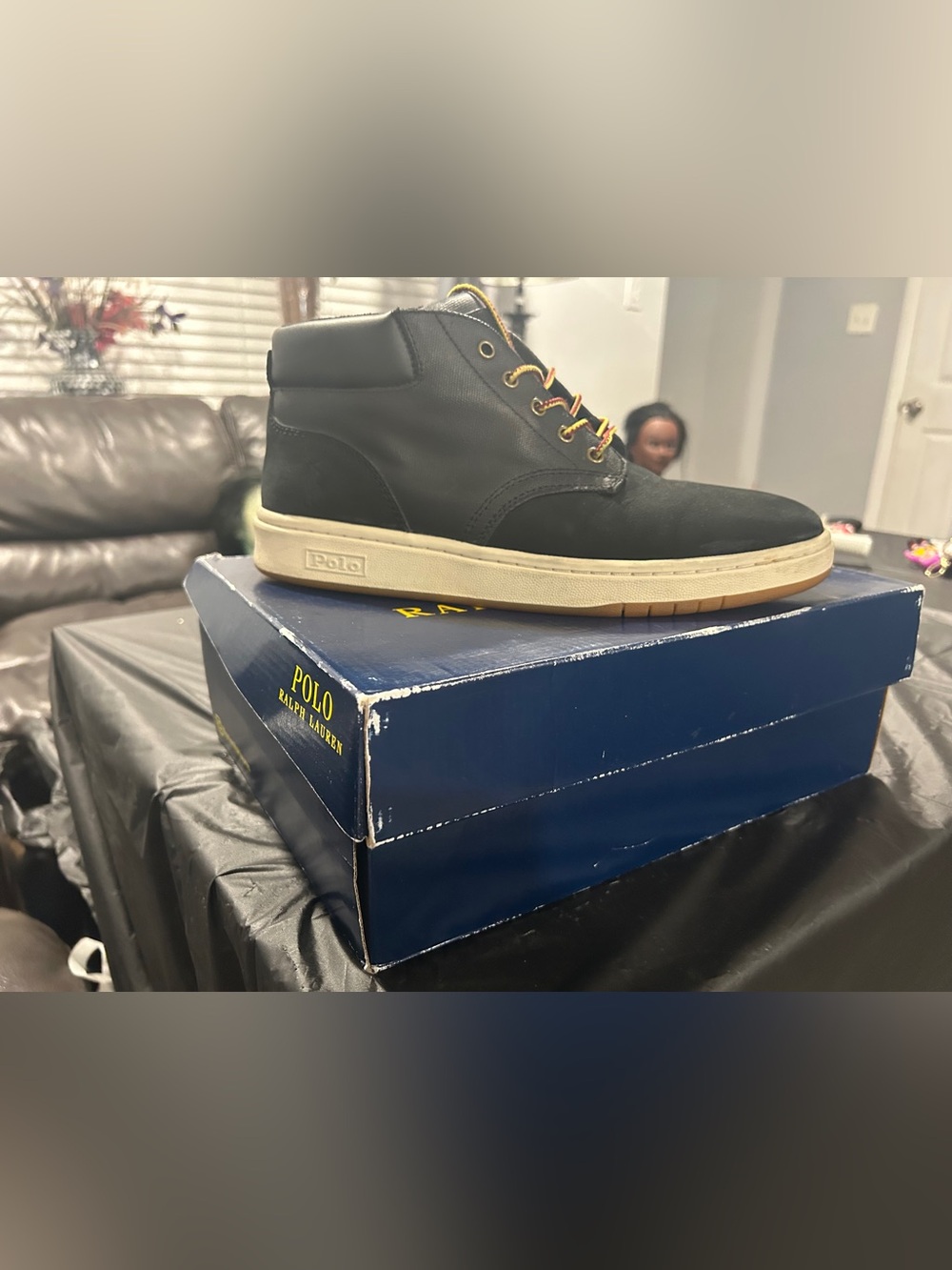 Polo by Ralph Lauren Black High-Top Casual Boots with Cream Sole